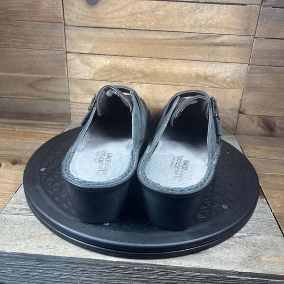 Naot Womens Size 7 Coal Grey Nubuck Leather Avignon Buckle Slip on Mule Clog - Picture 4 of 11